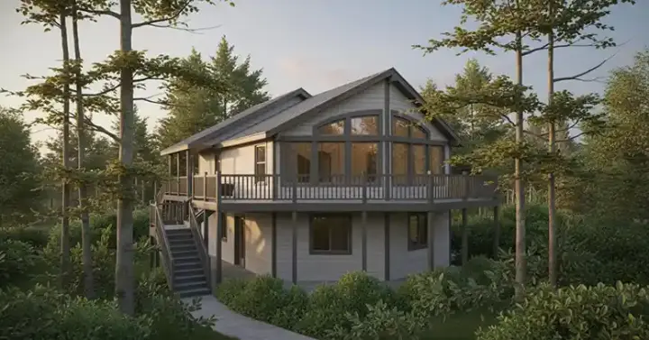 Contemporary house plans 31-104 - front exterior, 2,198 sq ft, 4 bed, 2 bath house plans | Monster House Plans
