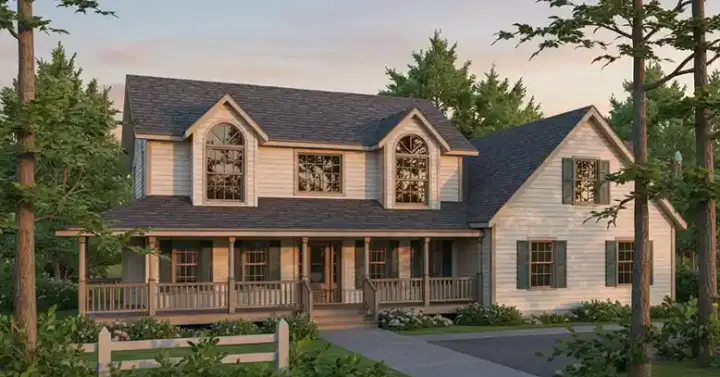 Farmhouse house plans 31-121 - front exterior, 2,312 sq ft, 3 bed, 2 bath house plans | Monster House Plans