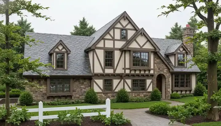 Tudor house plans 31-124 - front exterior, 1,935 sq ft, 4 bed, 3 bath house plans | Monster House Plans