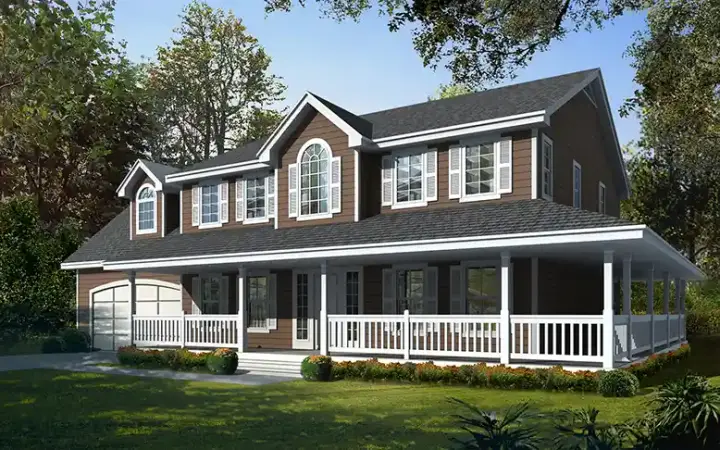 Farmhouse house plans 31-132 - front exterior, 2,555 sq ft, 4 bed, 2 bath house plans | Monster House Plans