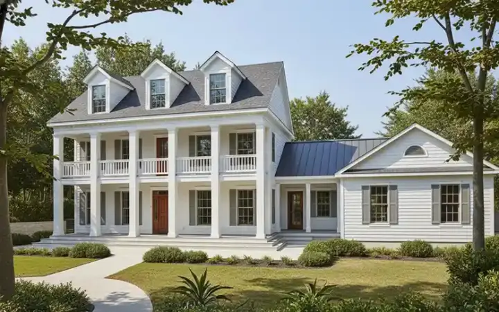 Plantation house plans 31-137 - front exterior, 2,280 sq ft, 3 bed, 2 bath house plans | Monster House Plans