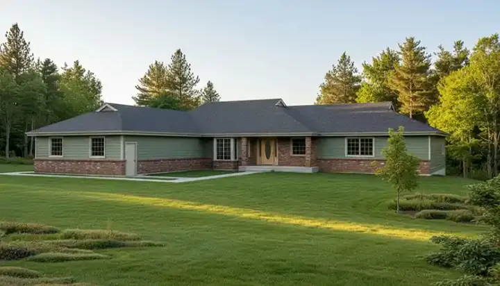 Ranch house plans 31-140 - front exterior, 3,594 sq ft, 4 bed, 2 bath house plans | Monster House Plans