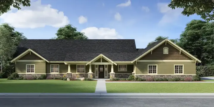 Craftsman house plans 31-160 - front exterior, 2,248 sq ft, 3 bed, 2 bath house plans | Monster House Plans