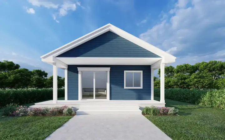 Traditional house plans 31-163 - front exterior, 620 sq ft, 2 bed, 1 bath house plans | Monster House Plans