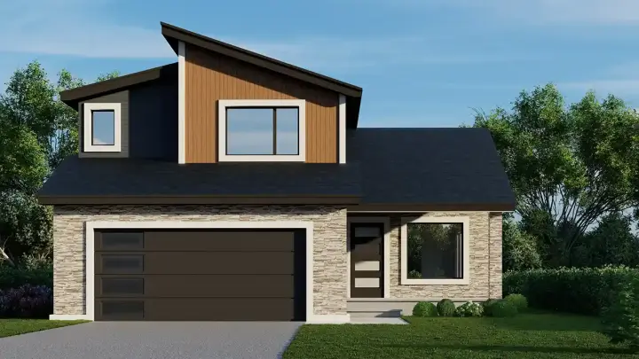Contemporary house plans 31-171 - front exterior, 1,438 sq ft, 3 bed, 2 bath house plans | Monster House Plans