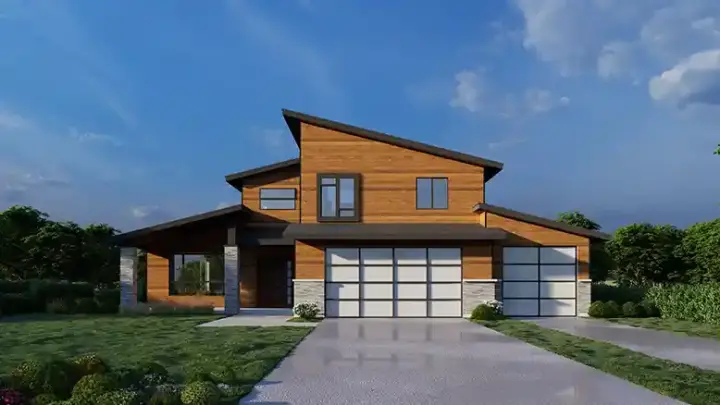 Contemporary house plans 31-181 - front exterior, 2,787 sq ft, 5 bed, 2 bath house plans | Monster House Plans