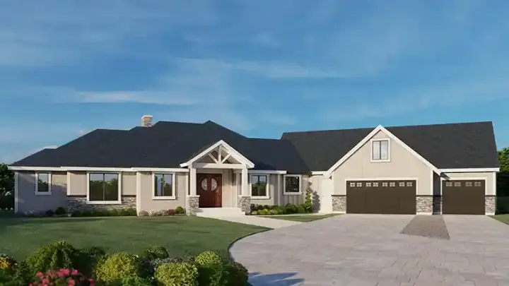 Craftsman house plans 31-182 - front exterior, 3,285 sq ft, 5 bed, 3 bath house plans | Monster House Plans