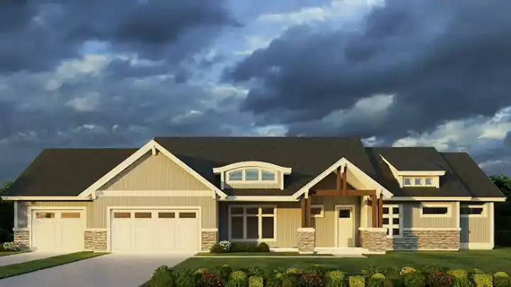 Craftsman house plans 31-184 - front exterior, 4,348 sq ft, 5 bed, 4 bath house plans | Monster House Plans