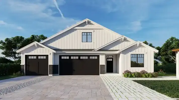 Farmhouse house plans 31-186 - front exterior, 1,731 sq ft, 3 bed, 2 bath house plans | Monster House Plans