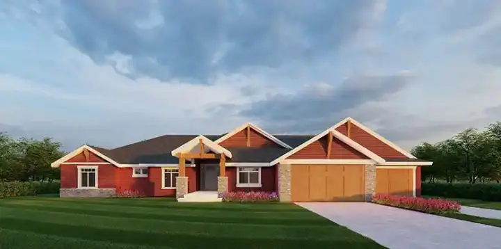 Craftsman house plans 31-190 - front exterior, 2,531 sq ft, 7 bed, 3 bath house plans | Monster House Plans