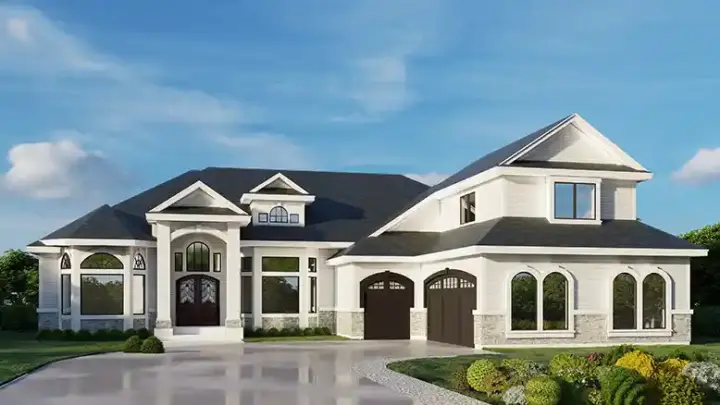 European house plans 31-191 - front exterior, 2,691 sq ft, 5 bed, 5 bath house plans | Monster House Plans