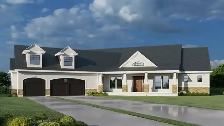 Modern Farmhouse house plans 31-192 - front exterior, 4,883 sq ft, 5 bed, 4 bath house plans | Monster House Plans