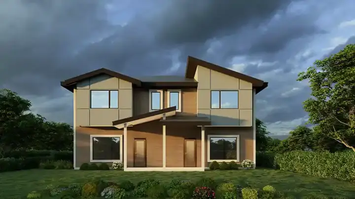 Modern house plans 31-193 - front exterior, 2,924 sq ft, 6 bed, 4 bath house plans | Monster House Plans
