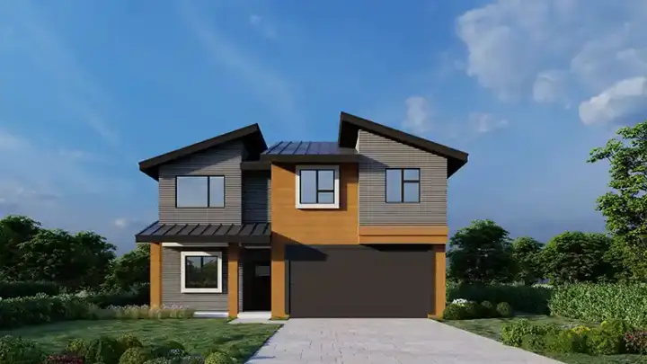 Modern house plans 31-195 - front exterior, 1,733 sq ft, 4 bed, 3 bath house plans | Monster House Plans