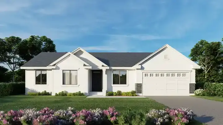 Traditional house plans 31-198 - front exterior, 1,480 sq ft, 4 bed, 2 bath house plans | Monster House Plans