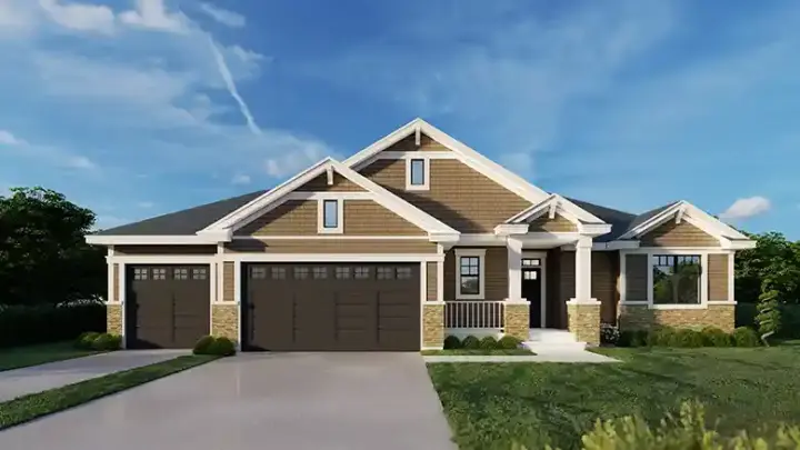 Craftsman house plans 31-205 - front exterior, 2,734 sq ft, 4 bed, 3 bath house plans | Monster House Plans