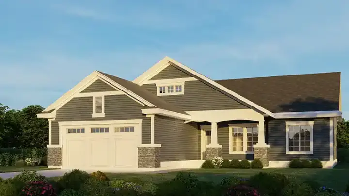 Craftsman house plans 31-206 - front exterior, 1,424 sq ft, 4 bed, 2 bath house plans | Monster House Plans