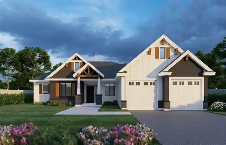 Craftsman house plans 31-216 - front exterior, 1,545 sq ft, 3 bed, 2 bath house plans | Monster House Plans