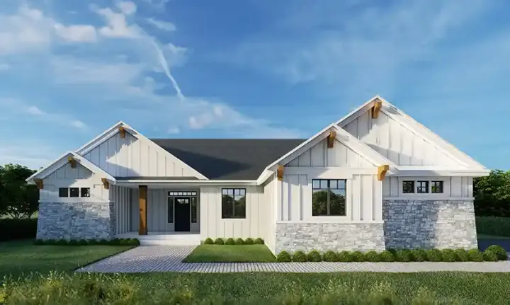Traditional house plans 31-220 - front exterior, 1,573 sq ft, 2 bed, 2 bath house plans | Monster House Plans