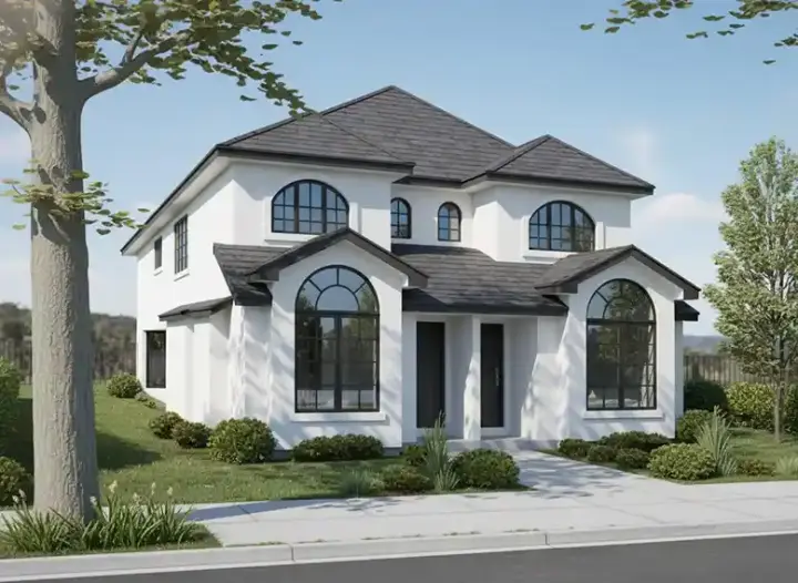 Mediterranean house plans 32-102 - front exterior, 2,404 sq ft, 6 bed, 4 bath house plans | Monster House Plans