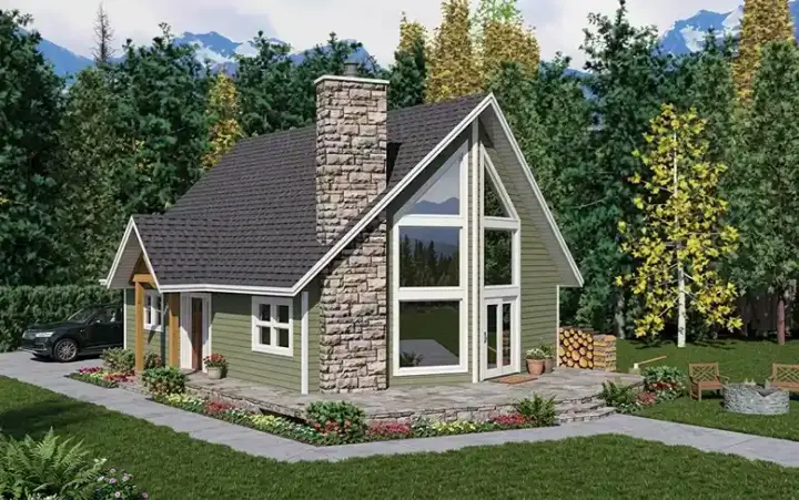Contemporary house plans 32-115 - front exterior, 1,172 sq ft, 2 bed, 2 bath house plans | Monster House Plans