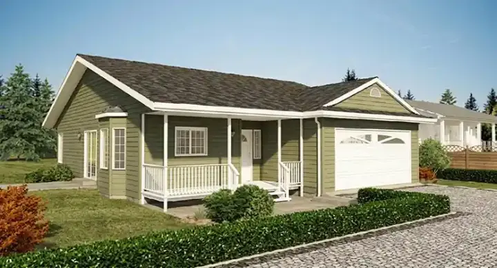 Traditional house plans 32-124 - front exterior, 1,281 sq ft, 2 bed, 2 bath house plans | Monster House Plans