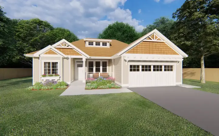 Craftsman house plans 32-132 - front exterior, 1,244 sq ft, 3 bed, 2 bath house plans | Monster House Plans