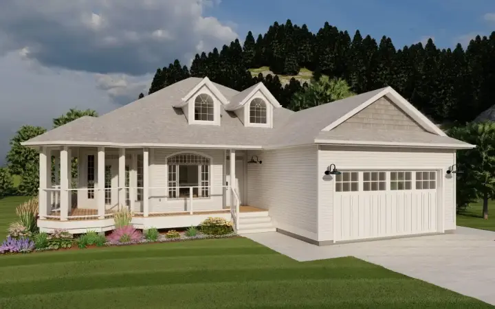Country house plans 32-140 - front exterior, 1,506 sq ft, 3 bed, 2 bath house plans | Monster House Plans
