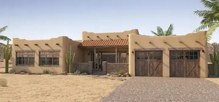 Santa Fe house plans 32-144 - front exterior, 2,790 sq ft, 4 bed, 2 bath house plans | Monster House Plans