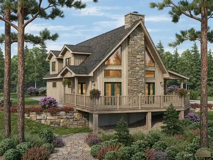 Contemporary house plans 32-151 - front exterior, 1,550 sq ft, 2 bed, 2 bath house plans | Monster House Plans