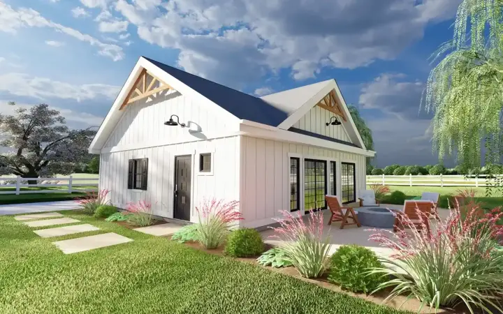 Cottage house plans 32-154 - front exterior, 1,024 sq ft, 1 bed, 1 bath house plans | Monster House Plans