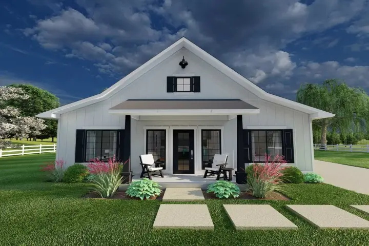 Modern Farmhouse house plans 32-157 - front exterior, 1,226 sq ft, 3 bed, 2 bath house plans | Monster House Plans