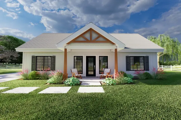 Country house plans 32-159 - front exterior, 1,232 sq ft, 2 bed, 2 bath house plans | Monster House Plans