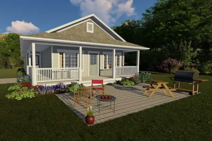 Bungalow house plans 32-167 - front exterior, 1,385 sq ft, 3 bed, 2 bath house plans | Monster House Plans