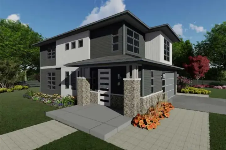 Modern house plans 32-169 - front exterior, 1,812 sq ft, 3 bed, 2 bath house plans | Monster House Plans