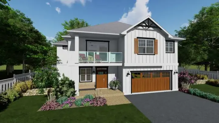 Modern Farmhouse house plans 32-172 - front exterior, 2,494 sq ft, 4 bed, 3 bath house plans | Monster House Plans