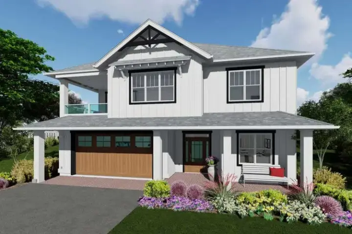 Modern Farmhouse house plans 32-173 - front exterior, 2,794 sq ft, 5 bed, 3 bath house plans | Monster House Plans