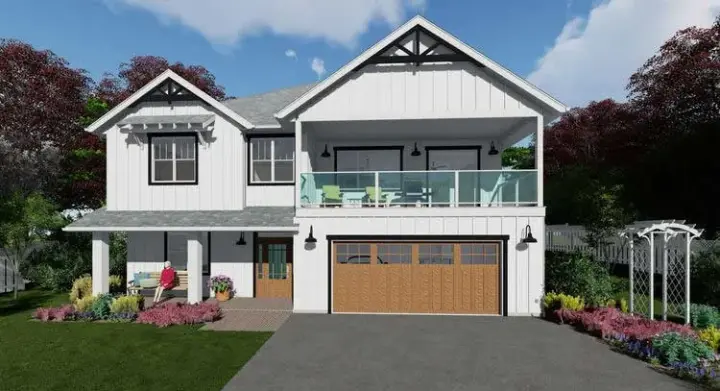 Modern Farmhouse house plans 32-174 - front exterior, 2,839 sq ft, 5 bed, 3 bath house plans | Monster House Plans