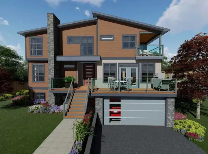 Contemporary house plans 32-175 - front exterior, 2,975 sq ft, 4 bed, 3 bath house plans | Monster House Plans