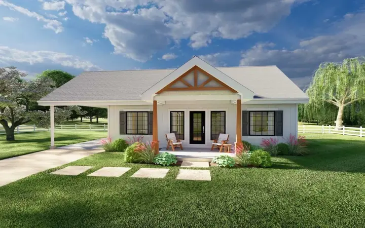 Craftsman house plans 32-178 - front exterior, 1,064 sq ft, 2 bed, 2 bath house plans | Monster House Plans