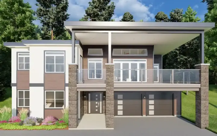 Modern house plans 32-181 - front exterior, 2,816 sq ft, 3 bed, 3 bath house plans | Monster House Plans