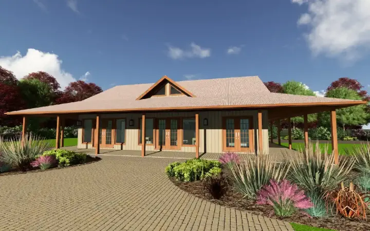 Country house plans 32-182 - front exterior, 1,644 sq ft, 3 bed, 2 bath house plans | Monster House Plans