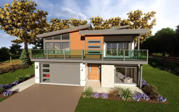 Modern house plans 32-183 - front exterior, 3,020 sq ft, 4 bed, 4 bath house plans | Monster House Plans