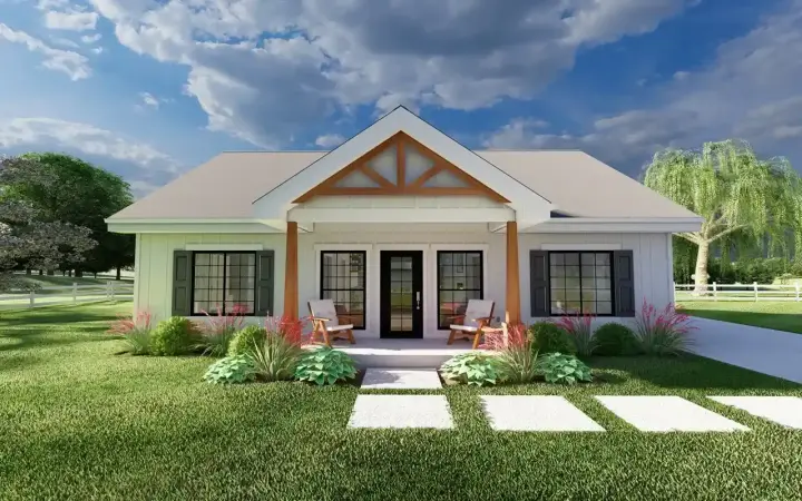 Craftsman house plans 32-184 - front exterior, 1,360 sq ft, 3 bed, 2 bath house plans | Monster House Plans