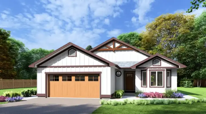 Ranch house plans 32-190 - front exterior, 1,531 sq ft, 3 bed, 2 bath house plans | Monster House Plans