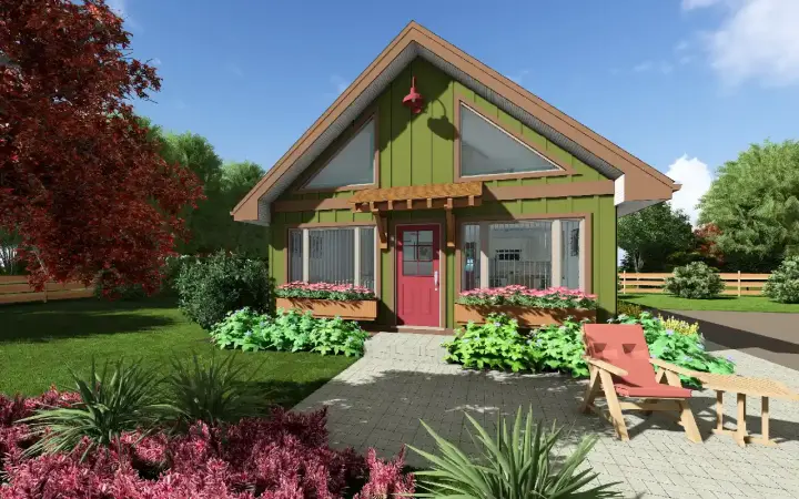 Accessory Dwelling Unit house plans 32-194 - front exterior, 849 sq ft, 2 bed, 1 bath house plans | Monster House Plans