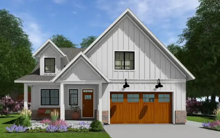 Modern Farmhouse house plans 32-198 - front exterior, 1,761 sq ft, 3 bed, 2 bath house plans | Monster House Plans