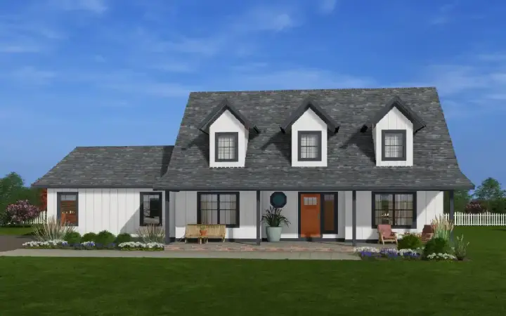 Farmhouse house plans 32-199 - front exterior, 2,061 sq ft, 3 bed, 2 bath house plans | Monster House Plans