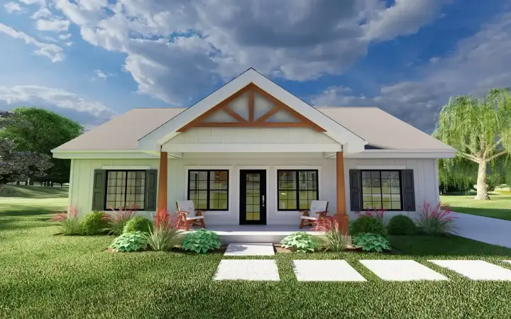Craftsman house plans 32-201 - front exterior, 1,496 sq ft, 3 bed, 2 bath house plans | Monster House Plans