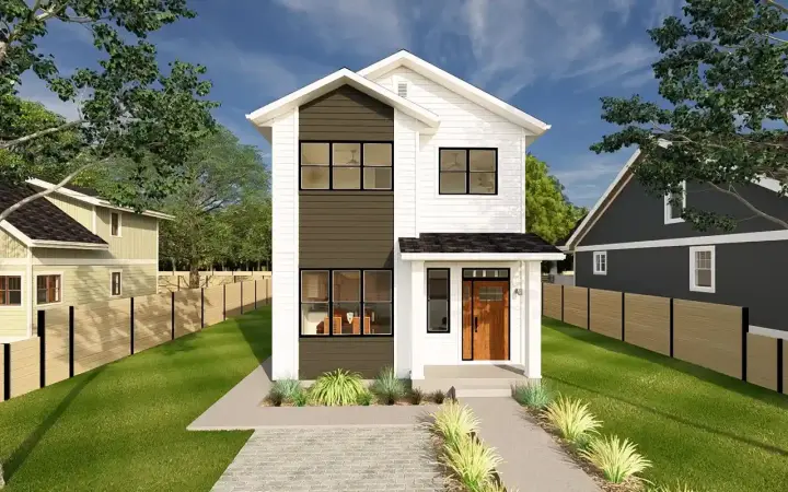 Modern house plans 32-204 - front exterior, 2,212 sq ft, 6 bed, 2 bath house plans | Monster House Plans